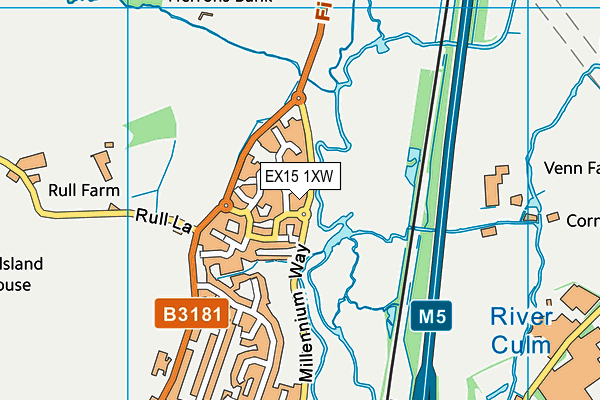 EX15 1XW map - OS VectorMap District (Ordnance Survey)