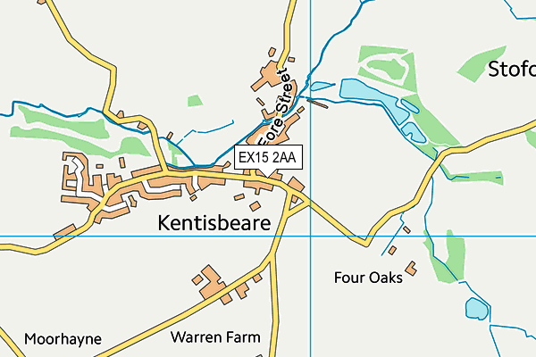 EX15 2AA map - OS VectorMap District (Ordnance Survey)