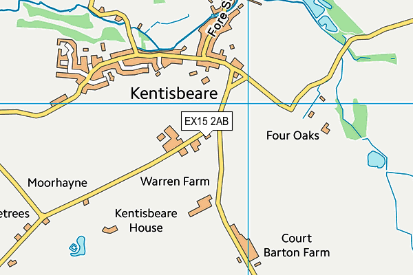 EX15 2AB map - OS VectorMap District (Ordnance Survey)