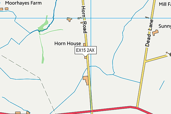 EX15 2AX map - OS VectorMap District (Ordnance Survey)