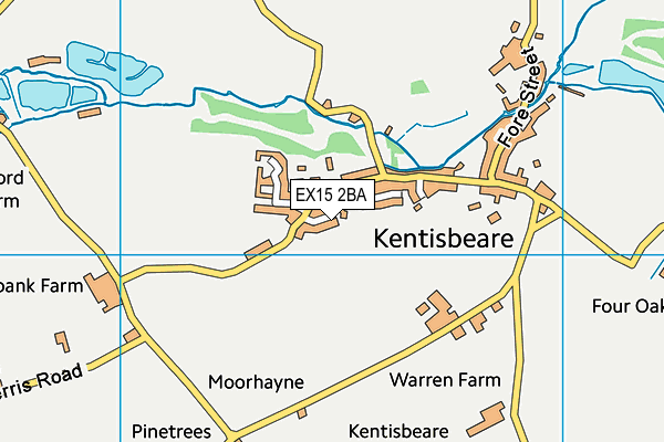 EX15 2BA map - OS VectorMap District (Ordnance Survey)