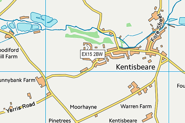 EX15 2BW map - OS VectorMap District (Ordnance Survey)