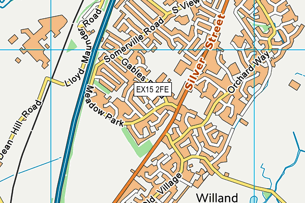EX15 2FE map - OS VectorMap District (Ordnance Survey)