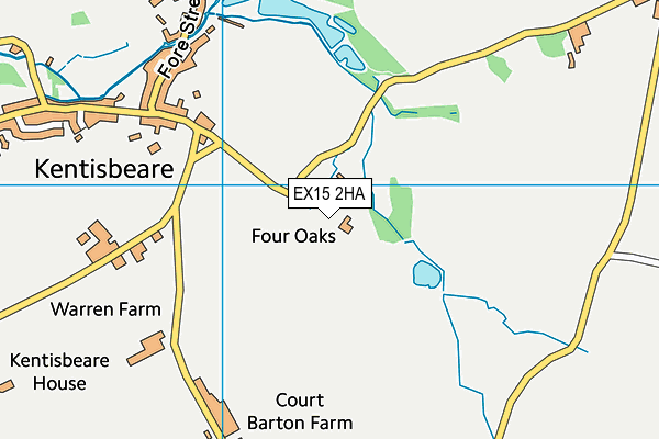 EX15 2HA map - OS VectorMap District (Ordnance Survey)