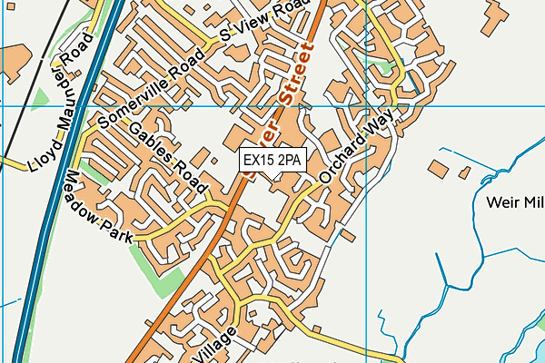 EX15 2PA map - OS VectorMap District (Ordnance Survey)