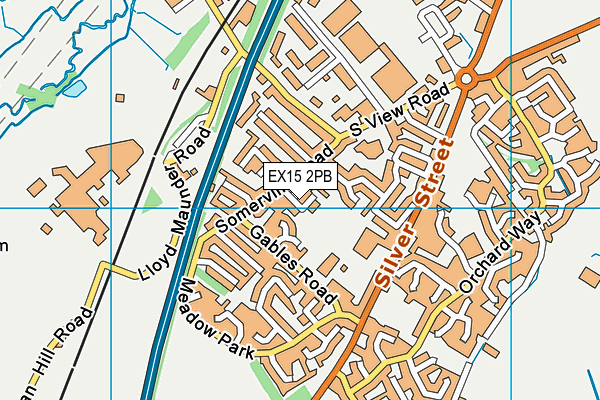 EX15 2PB map - OS VectorMap District (Ordnance Survey)