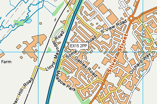 EX15 2PP map - OS VectorMap District (Ordnance Survey)