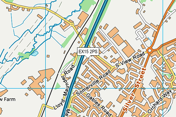 EX15 2PS map - OS VectorMap District (Ordnance Survey)