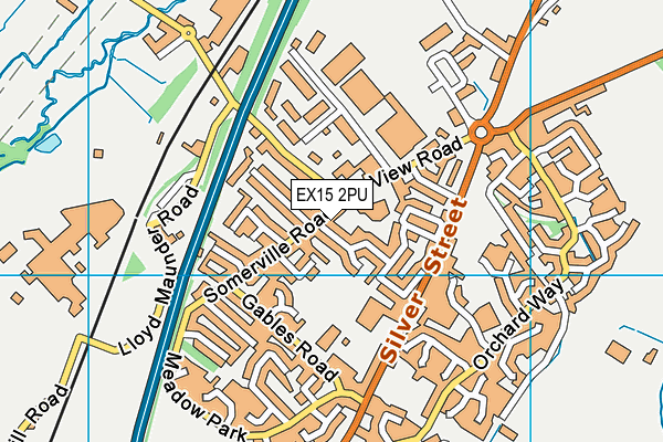 EX15 2PU map - OS VectorMap District (Ordnance Survey)