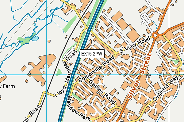 EX15 2PW map - OS VectorMap District (Ordnance Survey)