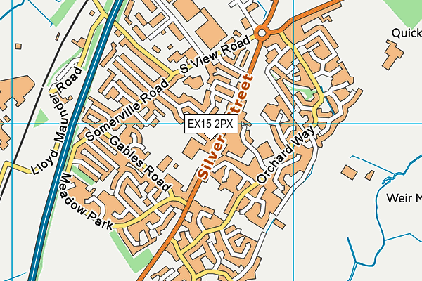 EX15 2PX map - OS VectorMap District (Ordnance Survey)