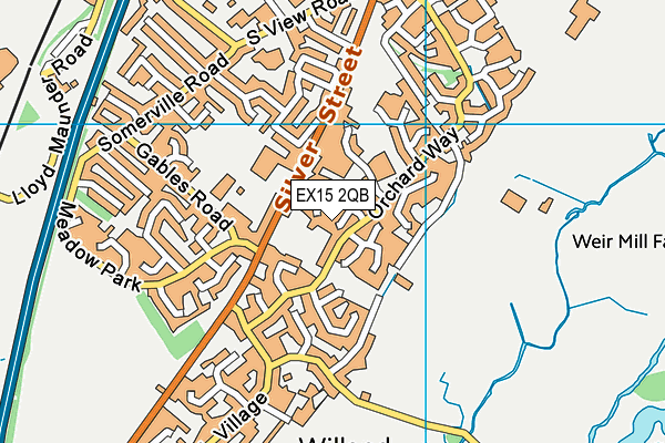 EX15 2QB map - OS VectorMap District (Ordnance Survey)