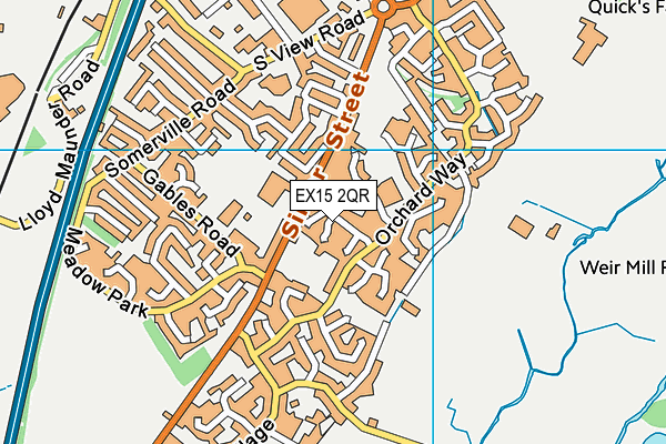 EX15 2QR map - OS VectorMap District (Ordnance Survey)