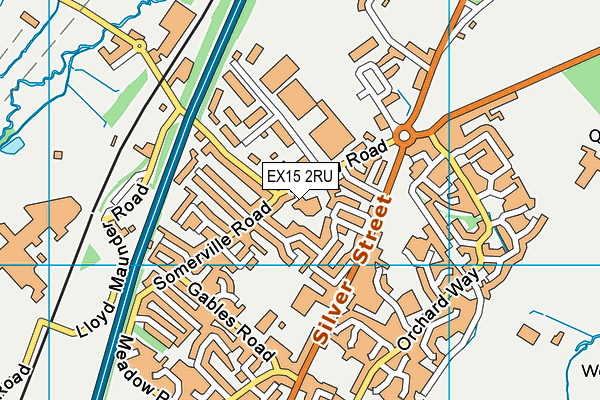 EX15 2RU map - OS VectorMap District (Ordnance Survey)