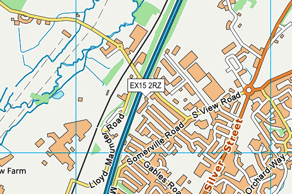 EX15 2RZ map - OS VectorMap District (Ordnance Survey)