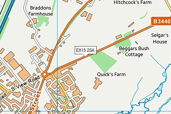 EX15 2SA map - OS VectorMap District (Ordnance Survey)