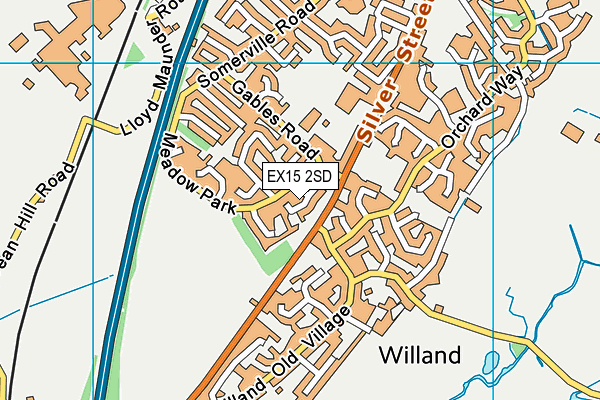 EX15 2SD map - OS VectorMap District (Ordnance Survey)