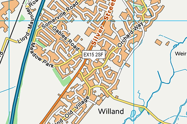 EX15 2SF map - OS VectorMap District (Ordnance Survey)