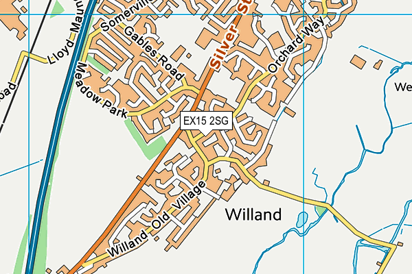 EX15 2SG map - OS VectorMap District (Ordnance Survey)