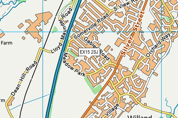 EX15 2SJ map - OS VectorMap District (Ordnance Survey)