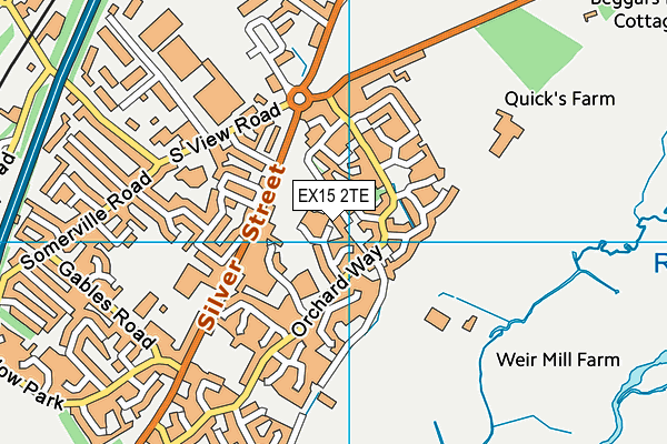 EX15 2TE map - OS VectorMap District (Ordnance Survey)