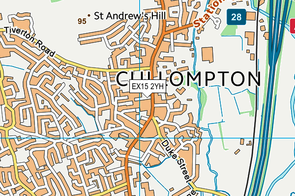 EX15 2YH map - OS VectorMap District (Ordnance Survey)