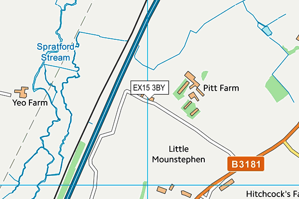 EX15 3BY map - OS VectorMap District (Ordnance Survey)