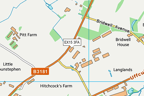 EX15 3FA map - OS VectorMap District (Ordnance Survey)