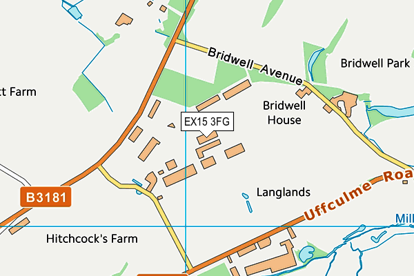 EX15 3FG map - OS VectorMap District (Ordnance Survey)