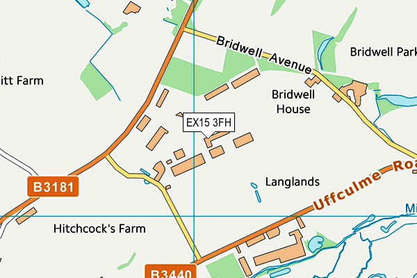EX15 3FH map - OS VectorMap District (Ordnance Survey)