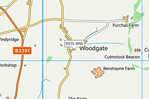 EX15 3HW map - OS VectorMap District (Ordnance Survey)