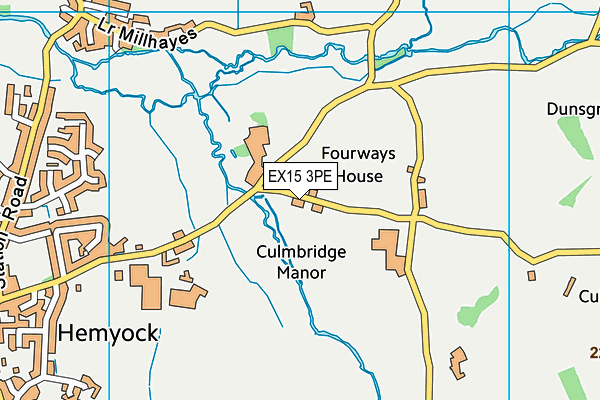 EX15 3PE map - OS VectorMap District (Ordnance Survey)