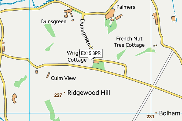 EX15 3PR map - OS VectorMap District (Ordnance Survey)