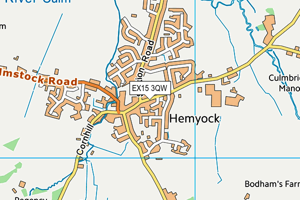 Hemyock Cricket Club map (EX15 3QW) - OS VectorMap District (Ordnance Survey)