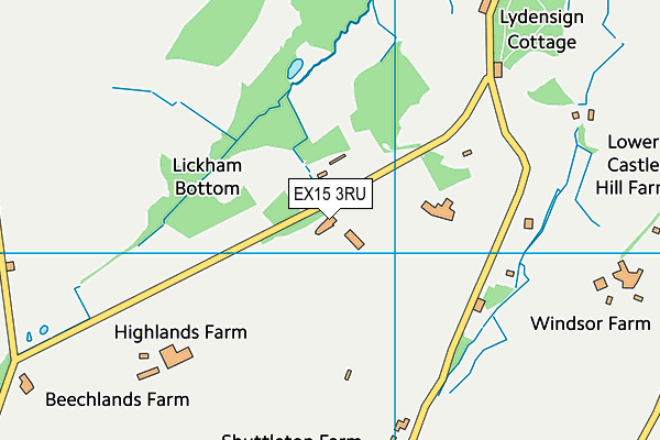 EX15 3RU map - OS VectorMap District (Ordnance Survey)