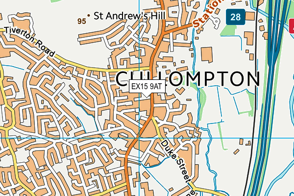 EX15 9AT map - OS VectorMap District (Ordnance Survey)