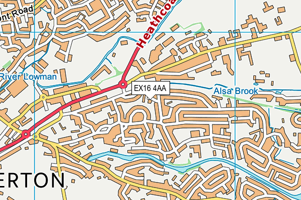 EX16 4AA map - OS VectorMap District (Ordnance Survey)