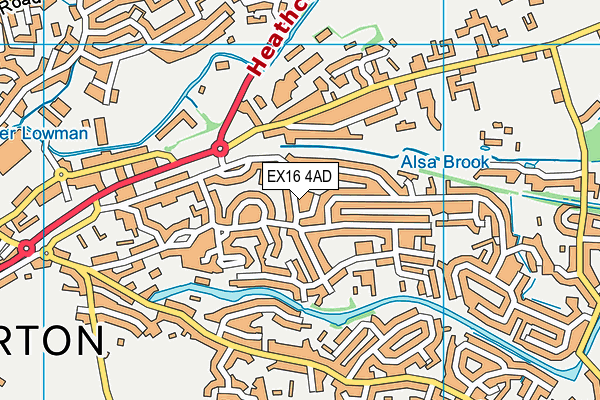 EX16 4AD map - OS VectorMap District (Ordnance Survey)