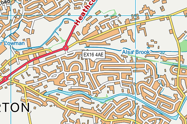EX16 4AE map - OS VectorMap District (Ordnance Survey)