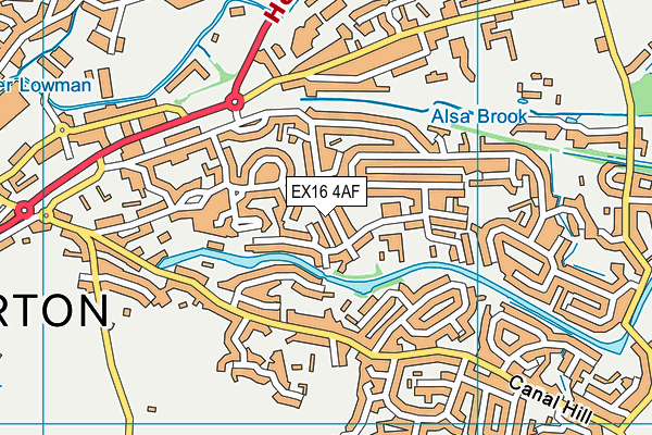 EX16 4AF map - OS VectorMap District (Ordnance Survey)