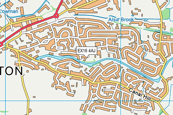 EX16 4AJ map - OS VectorMap District (Ordnance Survey)