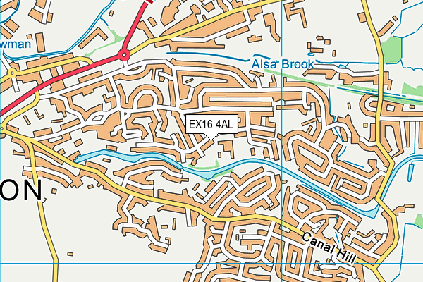 Wilcombe Primary School map (EX16 4AL) - OS VectorMap District (Ordnance Survey)