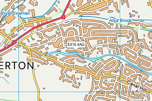 EX16 4AQ map - OS VectorMap District (Ordnance Survey)