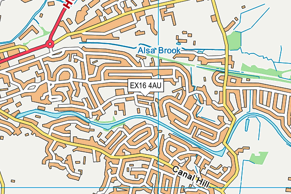 EX16 4AU map - OS VectorMap District (Ordnance Survey)