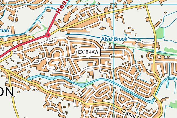 EX16 4AW map - OS VectorMap District (Ordnance Survey)