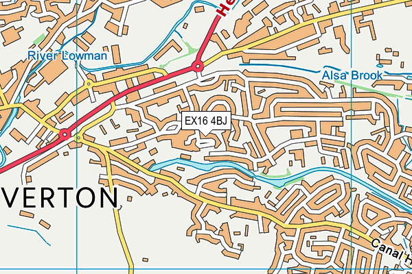 EX16 4BJ map - OS VectorMap District (Ordnance Survey)