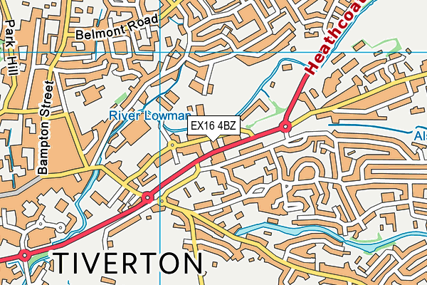 EX16 4BZ map - OS VectorMap District (Ordnance Survey)