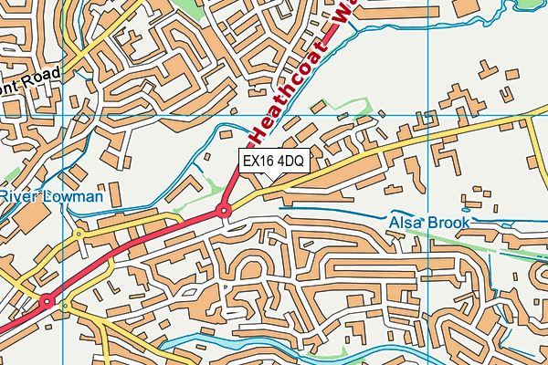 EX16 4DQ map - OS VectorMap District (Ordnance Survey)