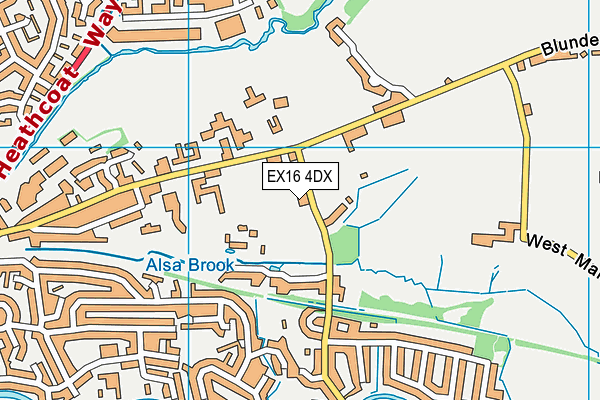 EX16 4DX map - OS VectorMap District (Ordnance Survey)