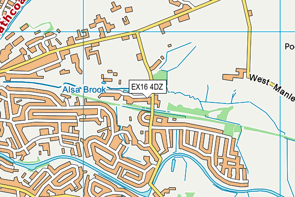EX16 4DZ map - OS VectorMap District (Ordnance Survey)